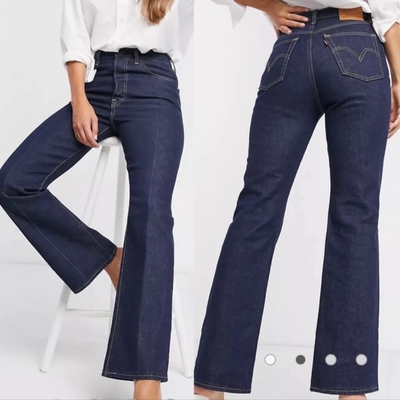 Levi’s Premium Ribcage Boot Cut Jeans: High Key  Dark Wash 32 - Picture 1 of 13